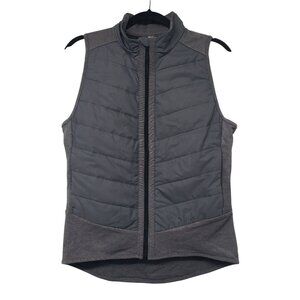 Lucy Gray Quilted Vest Running Athletic Workout Casual Cute Layering Piece M
